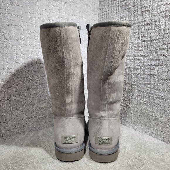 UGG Summer Women's Size 8 US Gray Suede Shearling Side Zip Tall Boots 1005375 - Picture 3 of 9